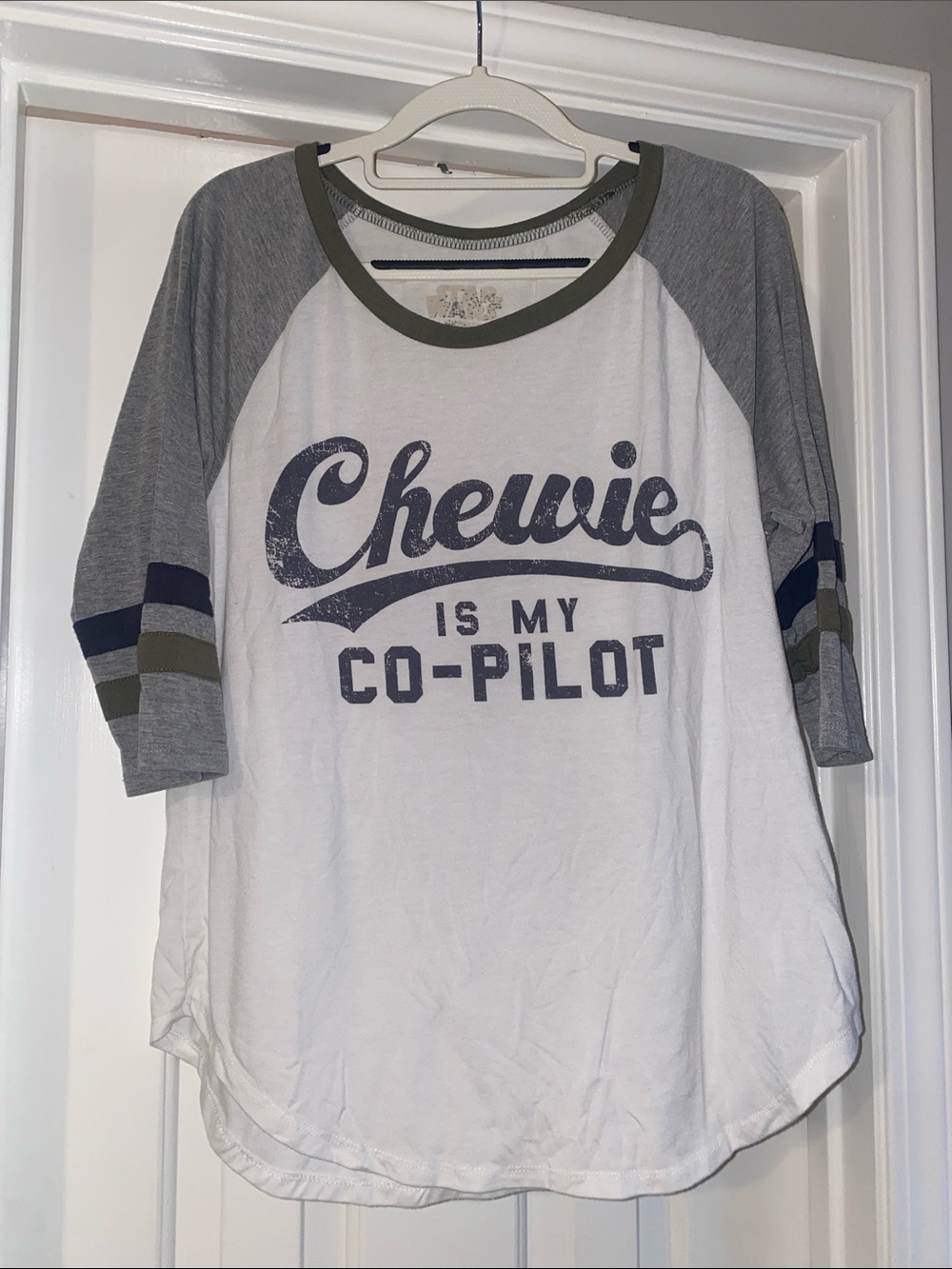 Target White & Gray "Chewie Is My Co-Pilot" Raglan Tee